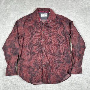 Robert Graham Nara Park Shirt Mens M Red Black Corduroy Abstract Classic Fit